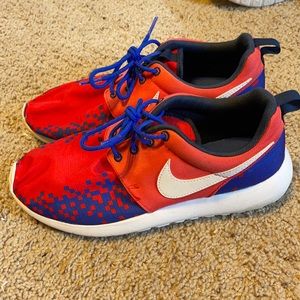Nike red white and blue shoes